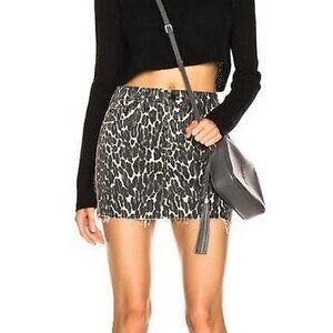 MOTHER Black and White Animal Print Skirt